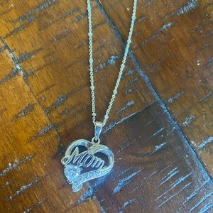 “Mom” diamond heart necklace